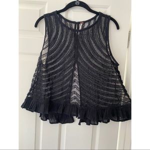 FREE PEOPLE Sheer Lace Crop Layering Top